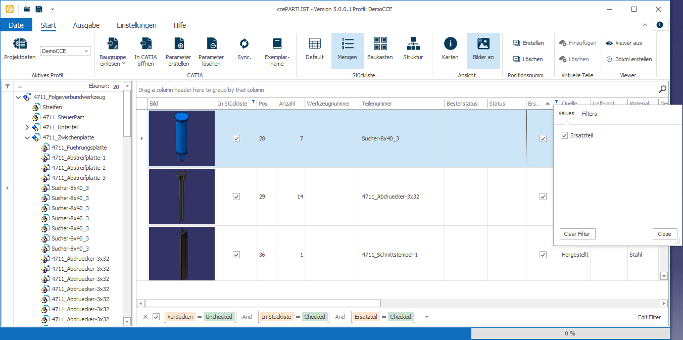 PARTLIST CATIA Stücklisten