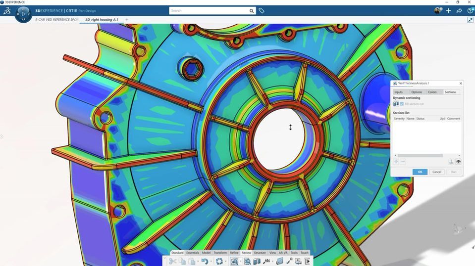 Wandstärkenanalyse eines Gehäuses in 3DEXPERIENCE CATIA Part Design